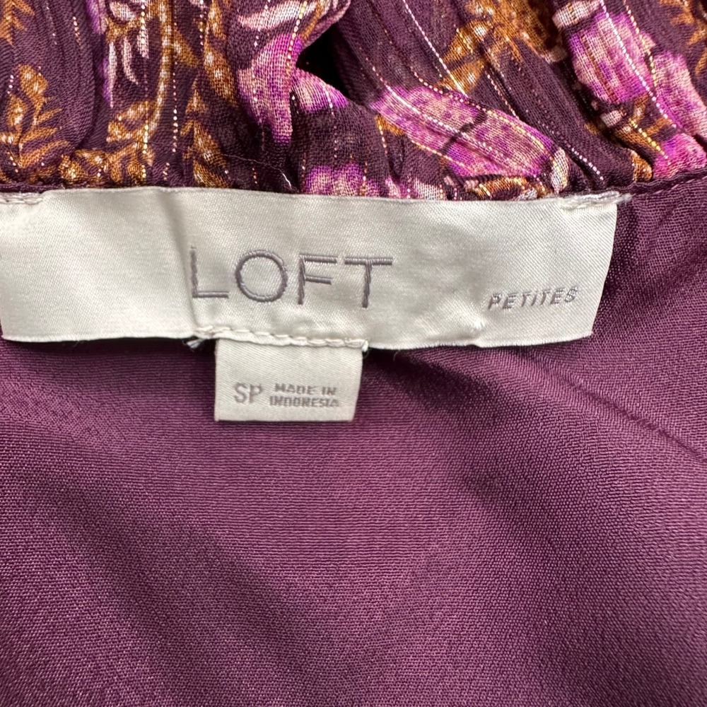 LOFT Raspberry Floral Mini Dress-small petite - Picture 6 of 9